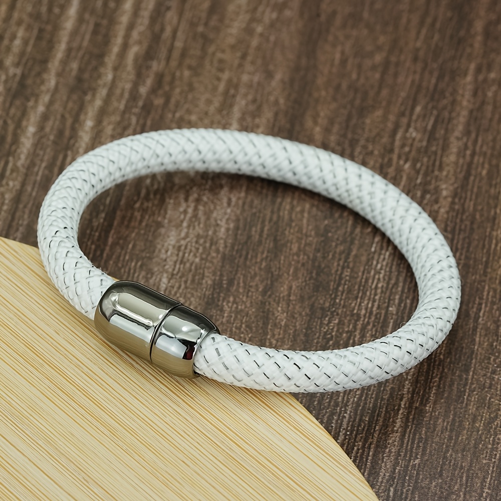Men's 8mm Wide Rope Bracelet with Black Magnetic Clasp